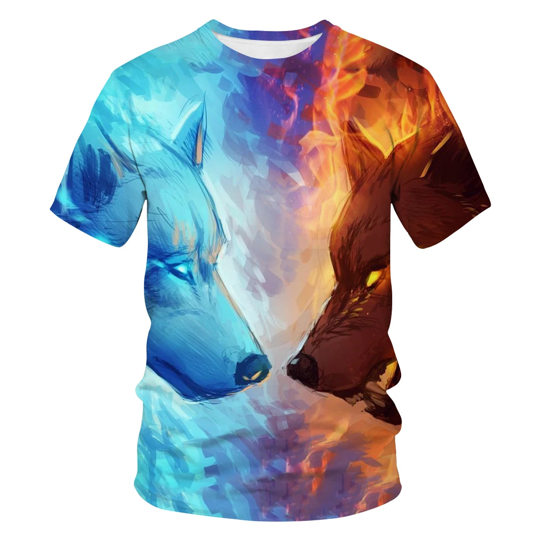 Мужская 3D футболка с животным принтом голова снежного волка модная