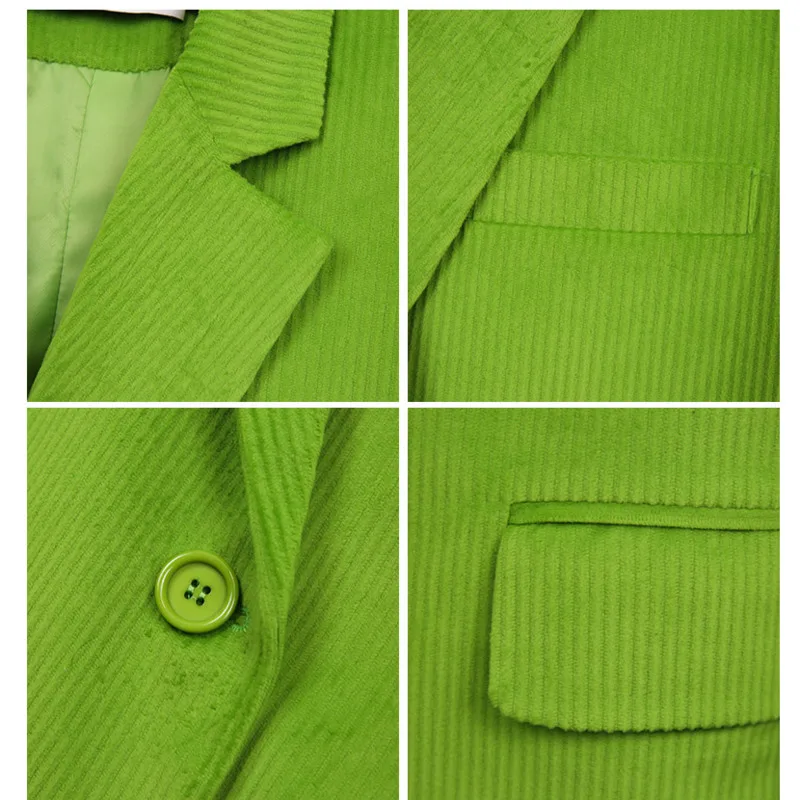 

Green Corduroy Chic Loose Light Green Women Blazer Summer Pink Female Suit Vintage Jacket Full Sleeve Outwear Blaser Femme 2021