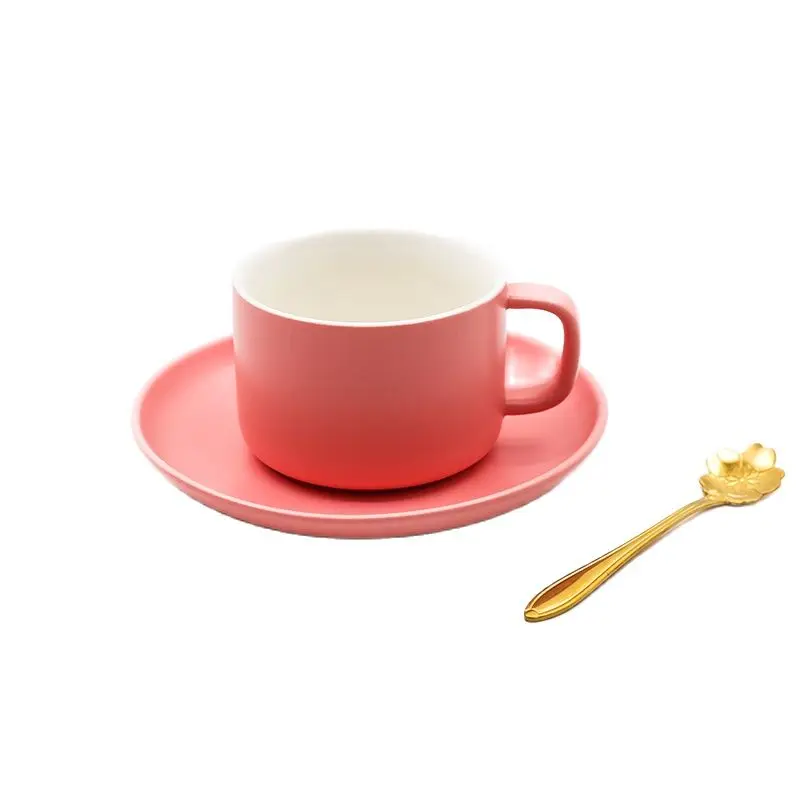 

Matte Coffee Cup Saucer Set Household Tea Cup Afternoon Tea Cup Simple Ceramic Coffee Set with Spoon Coffee Cup Set Drinkware