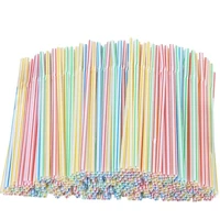 100pcs plastic drinking straws 205mm multi colored stripe rainbow disposable straws for party wedding bar kitchen home supplies