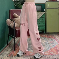 mingliusili korean style sweatpants women 2021 summer trousers pink fashion high waist streetwear loose casual wide leg pants