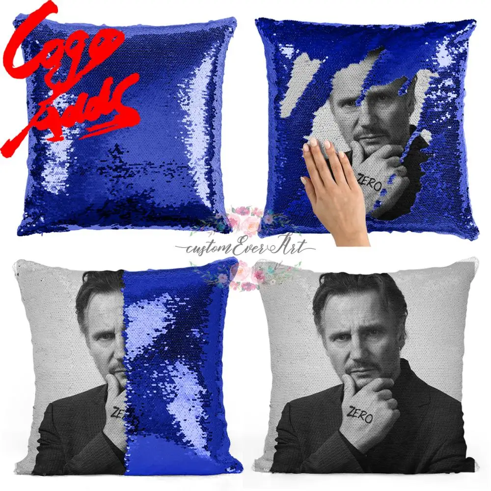 Лиам несон подушка с блестками | Наволочка Двухцветная Подарок для нее Него