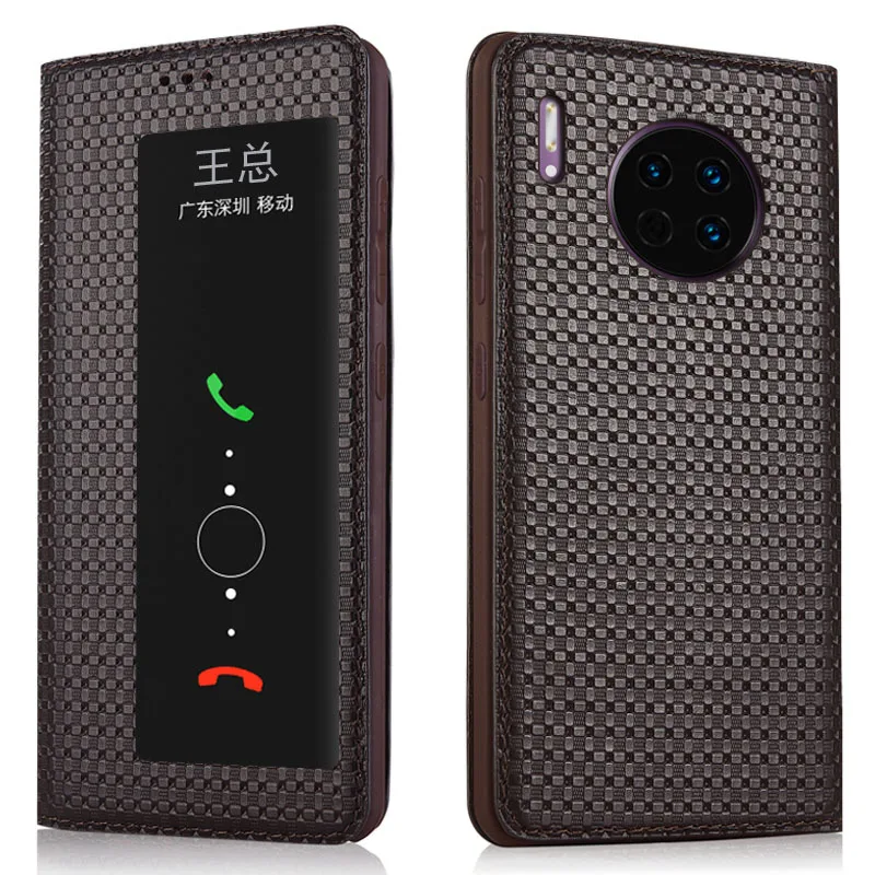 

Роскошный чехол-книжка из натуральной коровьей кожи с магнитным окошком, чехол-книжка для мобильного телефона Huawei Mate 30 Pro, чехлы для телефон...