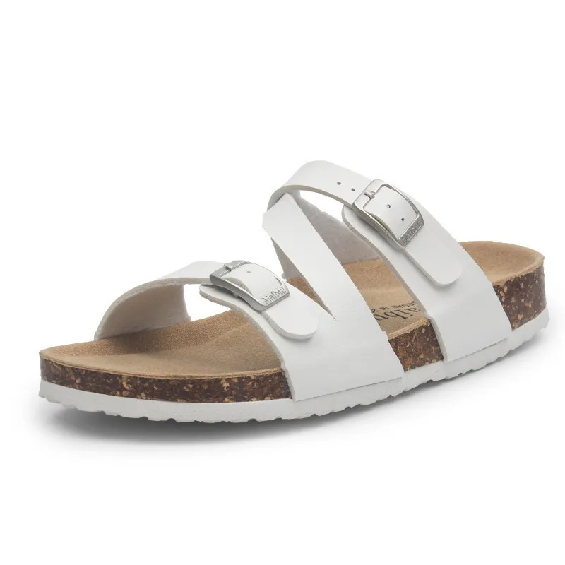 Женские летние пробковые шлепанцы повседневные пляжные с двойной пряжкой