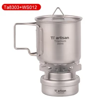 tiartisan newest camping titanium spirit stove and titanium mug set 350ml550ml titanium cup cookware set with alcohol stove