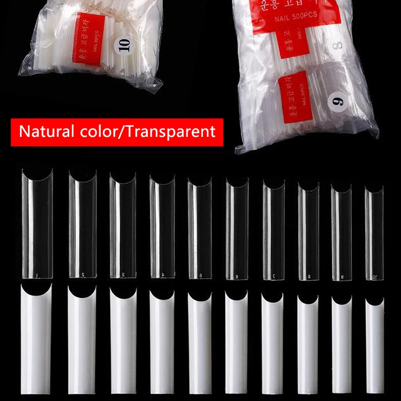 

500Pcs Extra Long C Curve Tapered False Fake Nail Half Cover Tips Acrylic Nails New