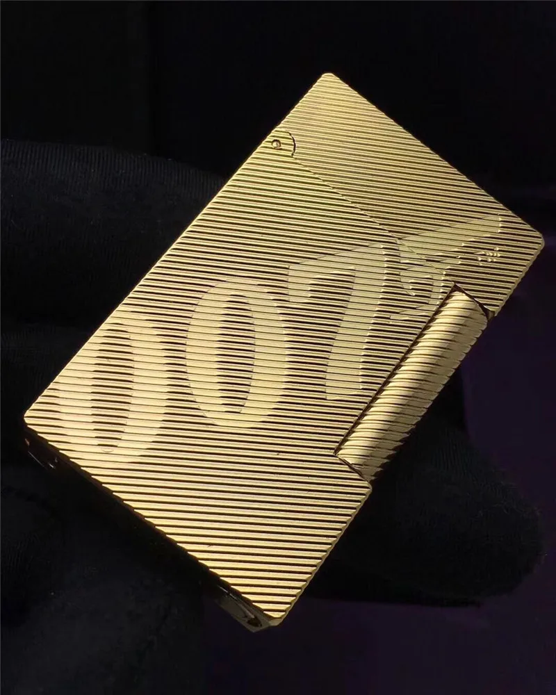 063 Gold Сигаретная газовая зажигалка высокого качества зажигалки для сигар многоразовые курительные инструменты пинг звук китайская краска золото серебро - Цвет: 063 Gold