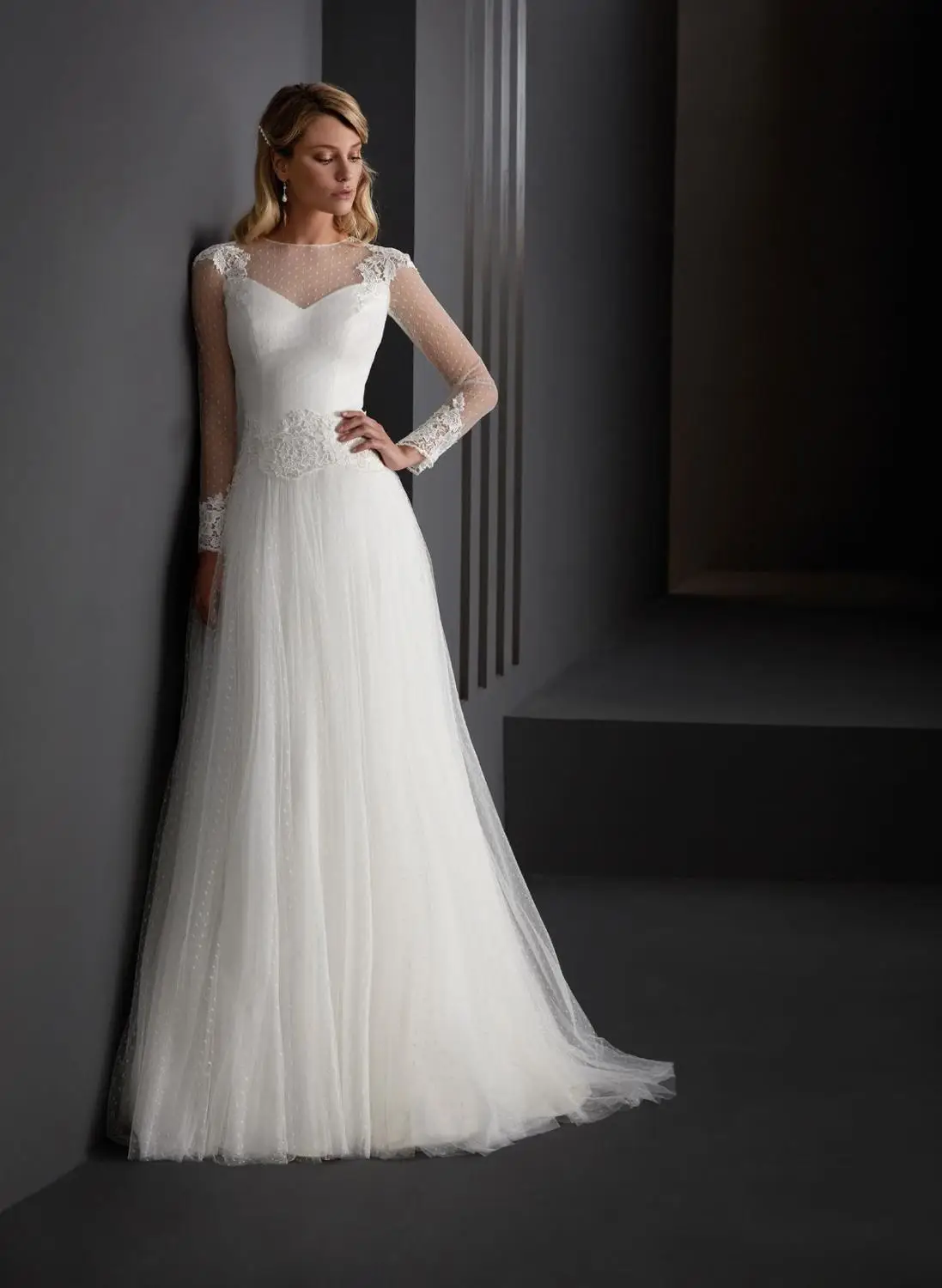 Новинка 2020 свадебные платья в стиле бохо с длинными рукавами горошек из тюля а