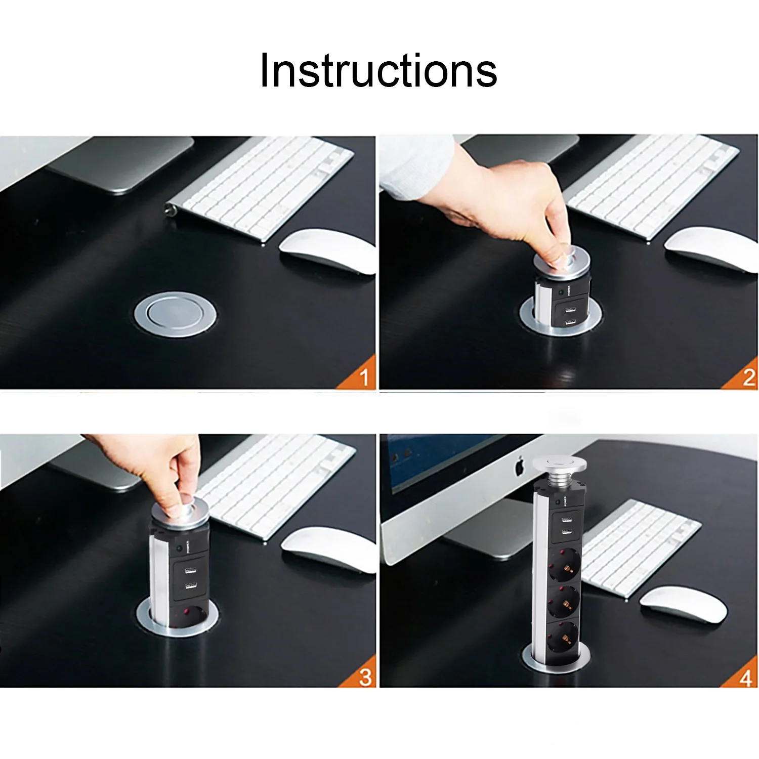 Выдвижная Скрытая электрическая розетка Besegad для кухни офиса конференц-зала