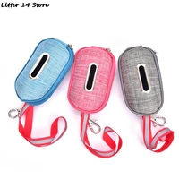1pc portable pet dog poop bag dispenser pick up bags holder with rope cleaning waste garbage box