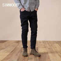 simwood 2021 winter new warm fleece lining jeans men black slim fit denim pants high quality thick jean sk130015