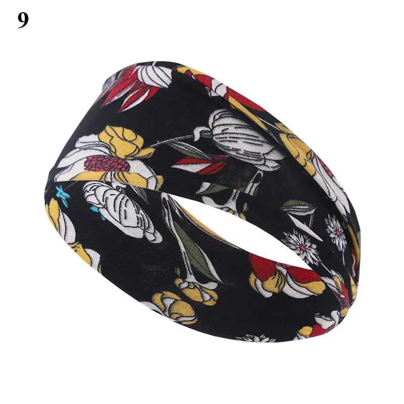 

Women Sports Yoga Headband Vintage Floral print Knot Hairband Girls Headwear Leopard Scarf Hair Accessories
