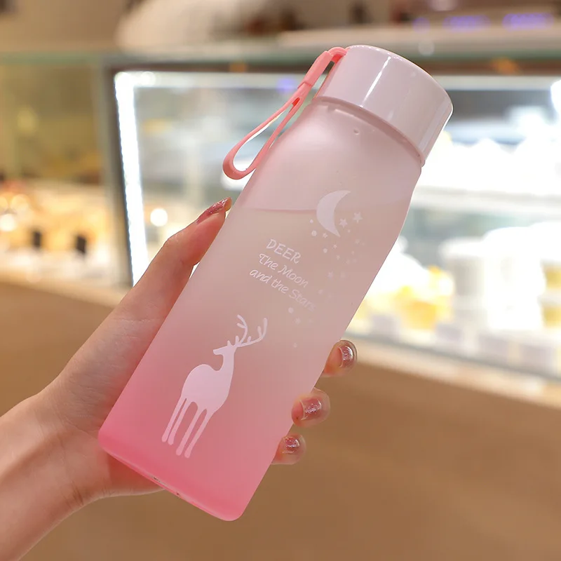 

560mL Candy Color Water Bottle Plastic Cup Matte Portable Fall Resistant Drop Water Cup Sports Bottle For Travel Camping