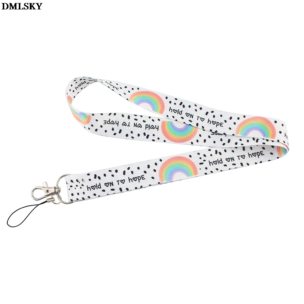 

24pcs/lot MD138 DMLSKY Rainbow Style Card Holders Case Phone Key Badge USB Holder Neck Rope homosexual love Lanyard with Keyring