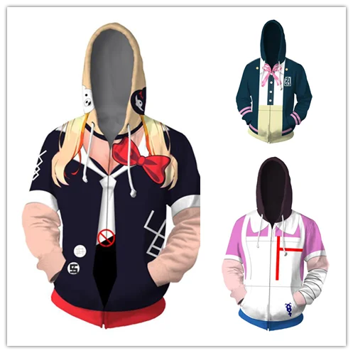 

Danganronpa Косплэй джунко эношима Nanami ChiaKi; Mikan Tsumiki Толстовки с капюшоном Женский пуловер, Свитшот пальто