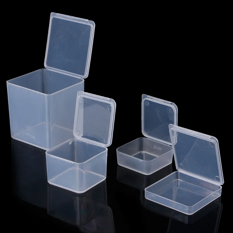 Small Square Clear Plastic Jewelry Storage Boxes Beads Crafts Case Containers 85DA