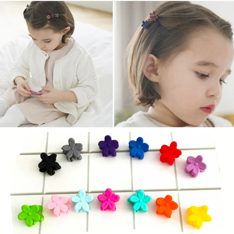 

10 Pcs Korean Children's Small Frosted Flower Hair Accessories Mini HairClip Small Flower Catching Clip Hairpin