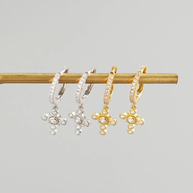 Женские серьги кольца из серебра 925 пробы с фианитами|Серьги-кольца| |