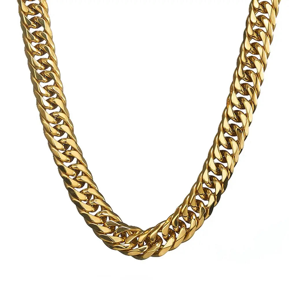 Новая очаровательная металлическая нержавеющая сталь золотой тон 16 мм кубинская