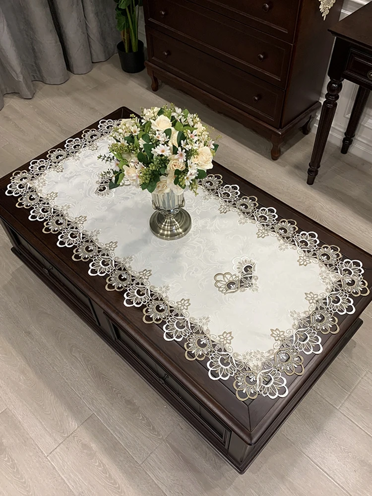 

Прямоугольная скатерть для чайного столика, скатерть для стола в американском и западном стиле, однотонная ткань, европейская кружевная ск...