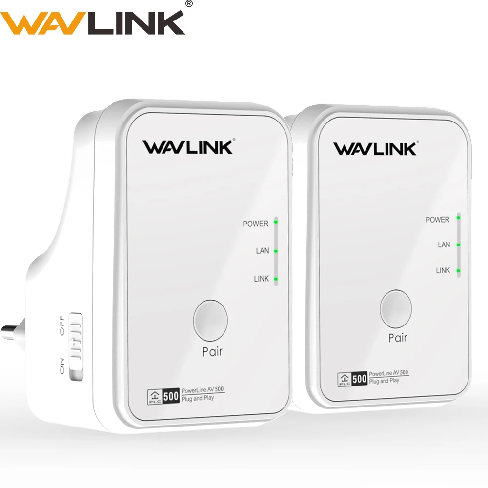 1 пара Wavlink AV500 Сетевой адаптер питания RJ45 500Mbs комплект Ethernet адаптер IPTV HomePlug AV Plug and Play EU/US
