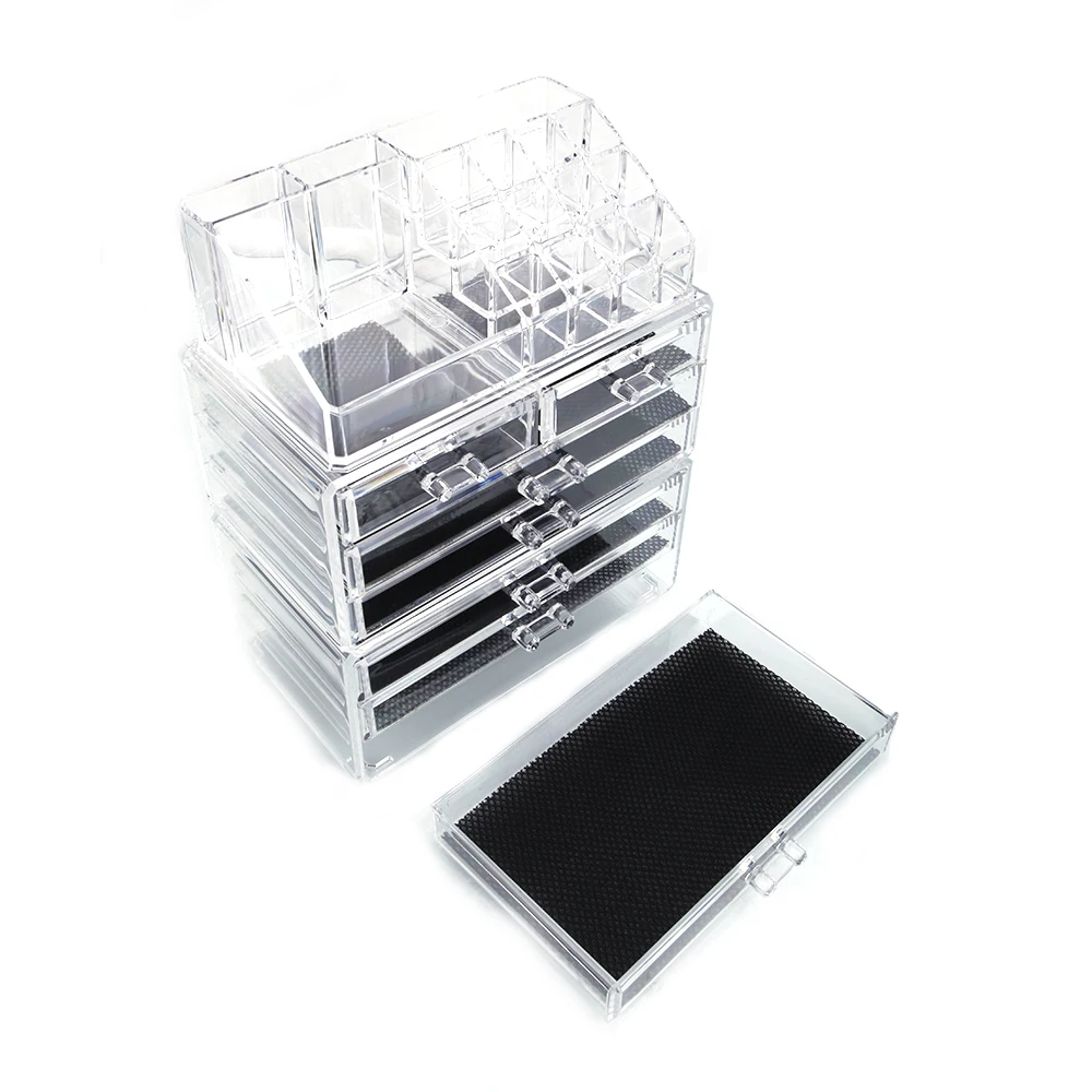 

cosmetics storage rack rose gold with 6 small & 4 large drawers transparent cosmetics storage rack black 180821218