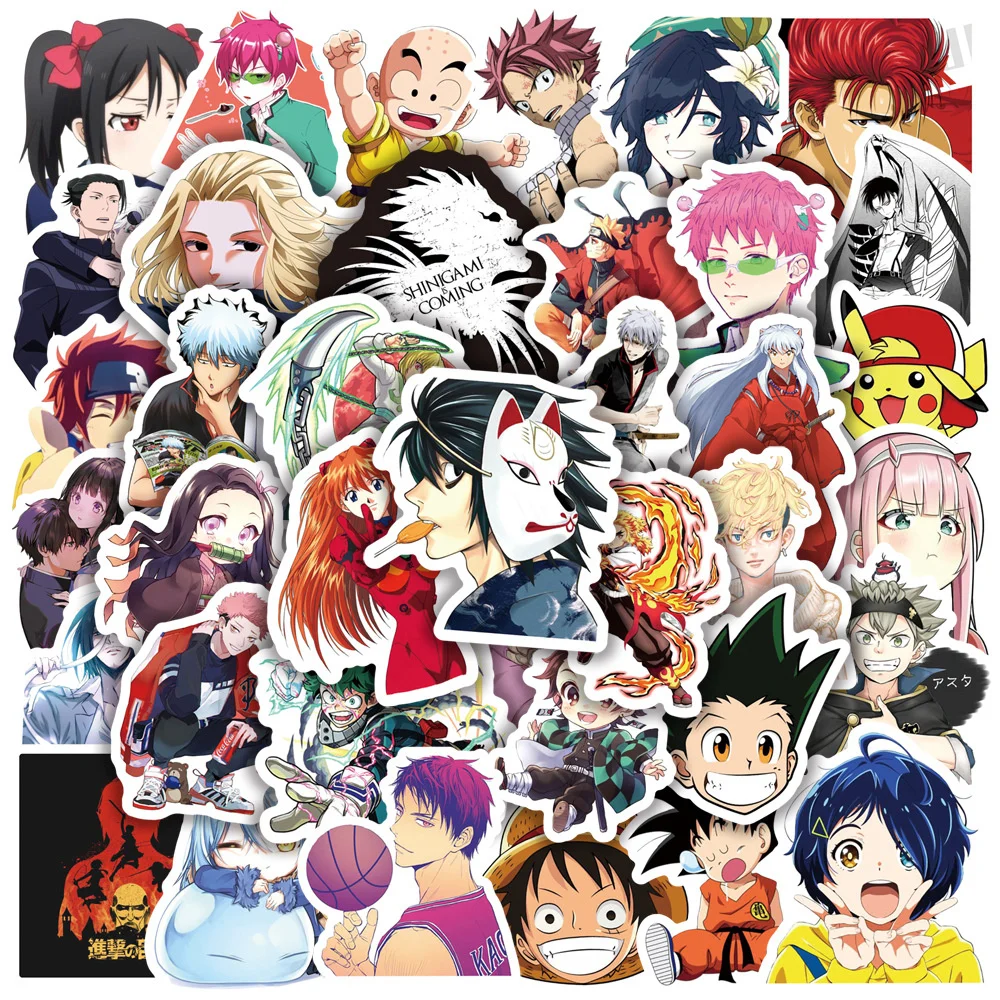 

10/30/50PCS Hot Anime Mix Hero Academy Jujutsu Demon Genshin Game Fairy Tail Tokyo Avengers Doodle Laptop Sticker Wholesale