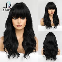 la sylphide synthetic wig long wavy root dark ombre brown wigs with bangs for white black woman daily party use