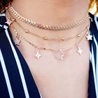 Женское винтажное ожерелье, многослойная подвеска с кристаллами, геометрическими фигурами, звездой и луной, 2020, ожерелье солнце, подарок, ювелирные изделия с чокерами