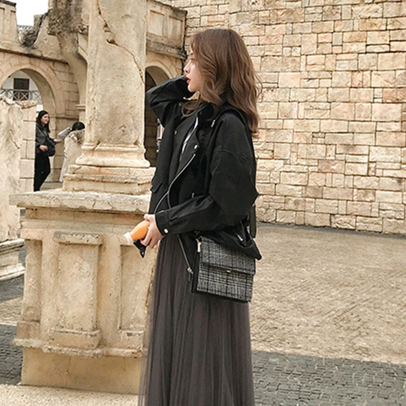 

Oversized Spring Autumn Coat For Women Faux Pu Leather Jacket Loose Biker Motorcycle Jackets Plus Size Female Solid Streetwear