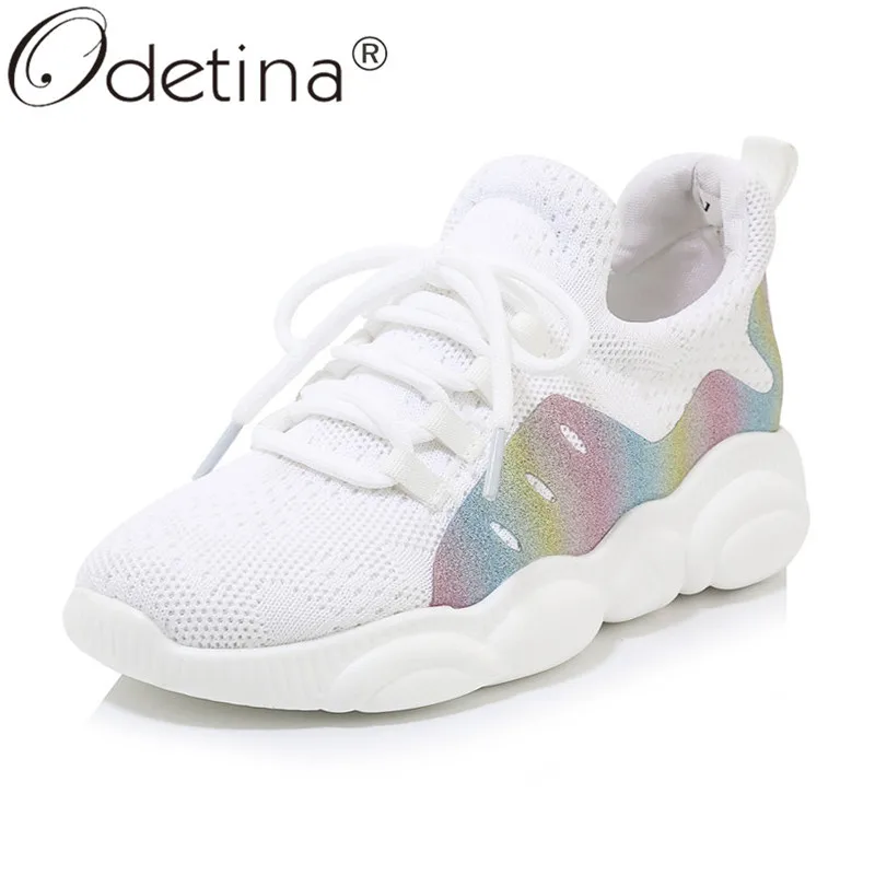 Odetina/Новинка модная женская прогулочная повседневная обувь кроссовки на толстой