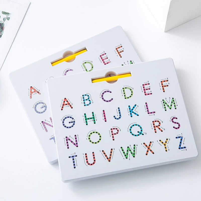 

2Pcs netic Alphabet Trace Board Double Sided Upper & Lower Case Letters Writing Practice Kids Learning Toy
