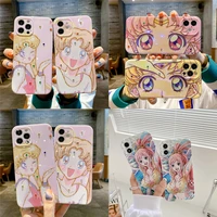 cute cartoon beautiful girl tpu phone case for iphone 13 12 11 xs max xr x xs 7 8 plus se 2020 anime rhinestone soft case cover