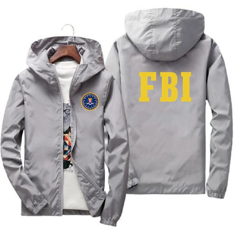 Модные толстовки на молнии для мужчин и женщин куртка с принтом ФБР Спортивная