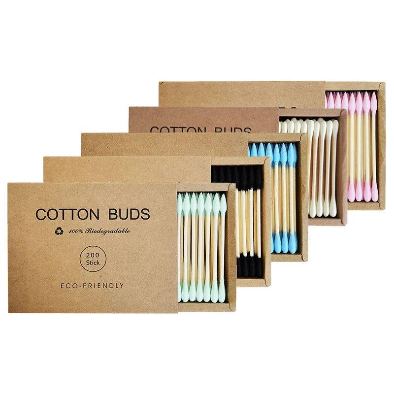 

200PCS/Box Double Head Cotton Swab Bamboo Sticks Cotton Swab Disposable Buds Cotton For Beauty Makeup Nose Ears Cleaning
