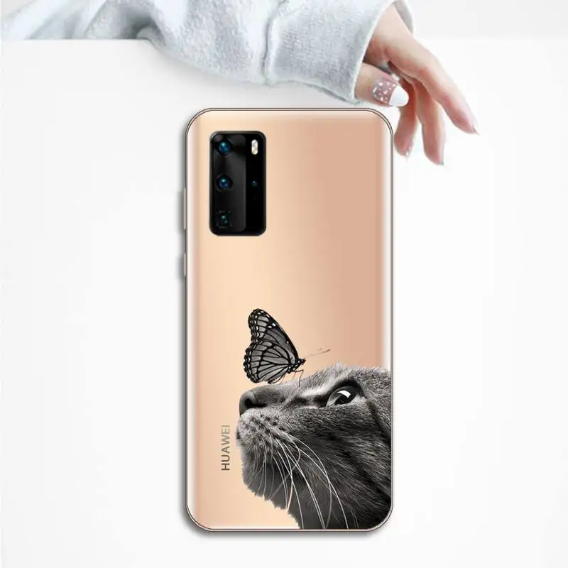 

Cartoon cute cat Phone Case Transparent for Huawei P20 P30 P40 honor 8 10i P smart 2019 Samsung A71 A21S S10 20 plus