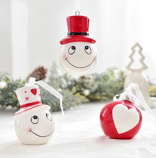 

New Year Christmas Ornaments DIY Xmas Gift Santa Snowman Elk Tree Pendant Doll Hang Decorations for Home Natal Ceramics Ornament