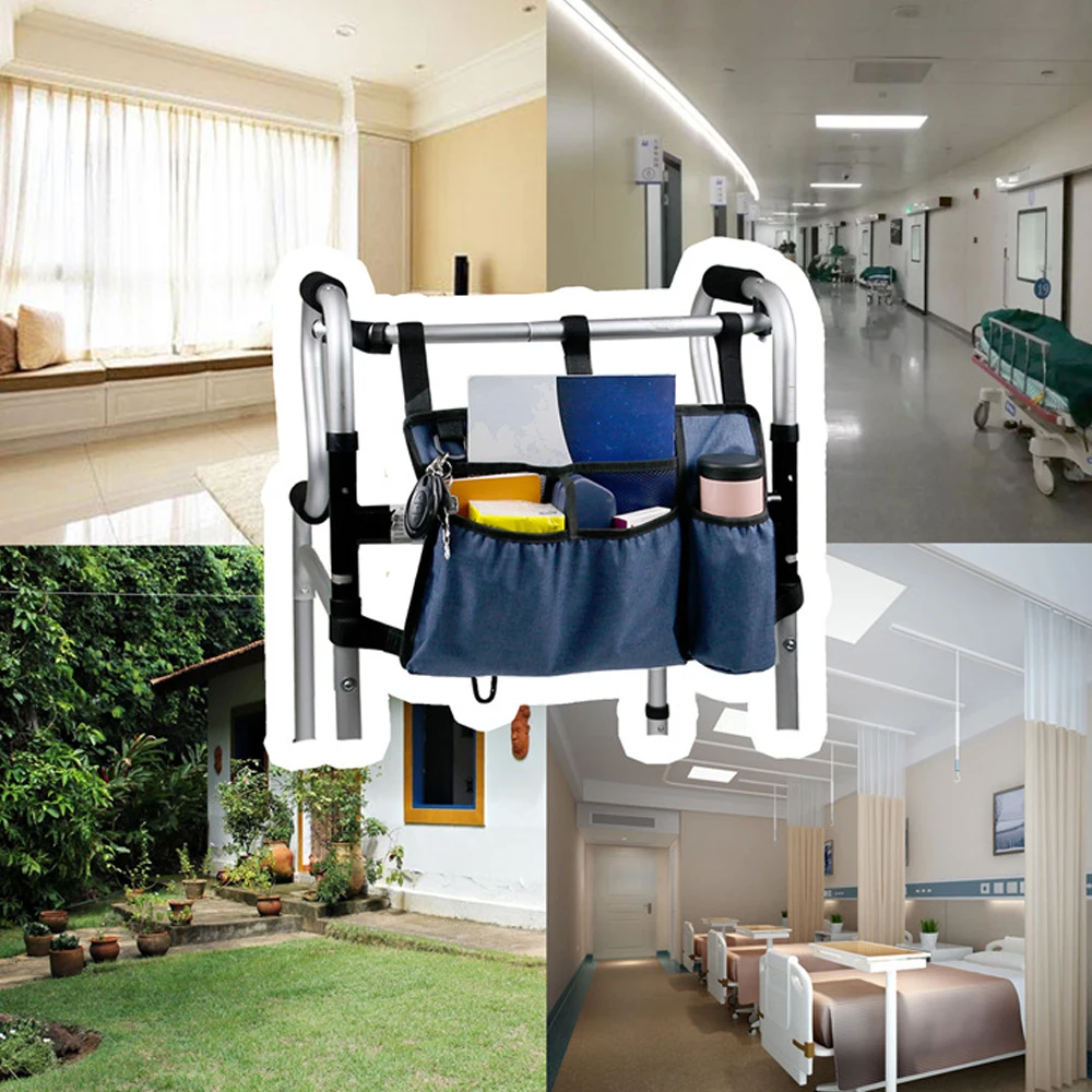 

Portable Simple Storage Tool Multi Pocket Oxford Fabric Storage Bag Walking Aid Storage Bag Wheelchair Side Hanging Storage Bag