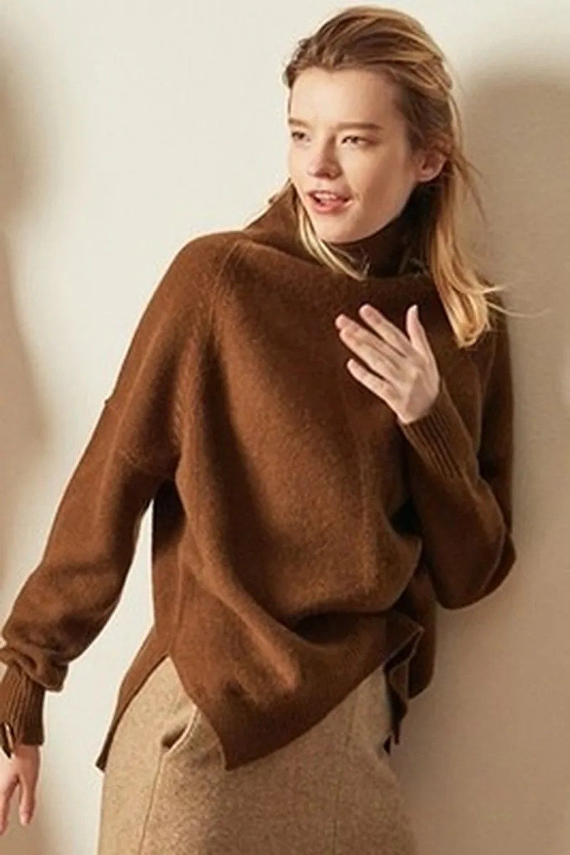 Осенний и зимний Новый кашемировый свитер женский пуловер с высоким воротником