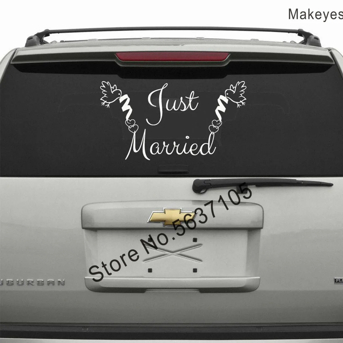 Наклейки для автомобиля Makeyes наклейки со словами Just marsed Birds свадебное украшение