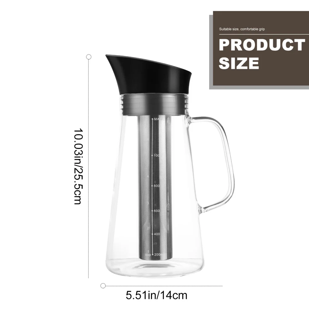 

1Pc Cold Brew Coffee Pot Large Capacity Water Jug Glass Coffee Pot With Filter