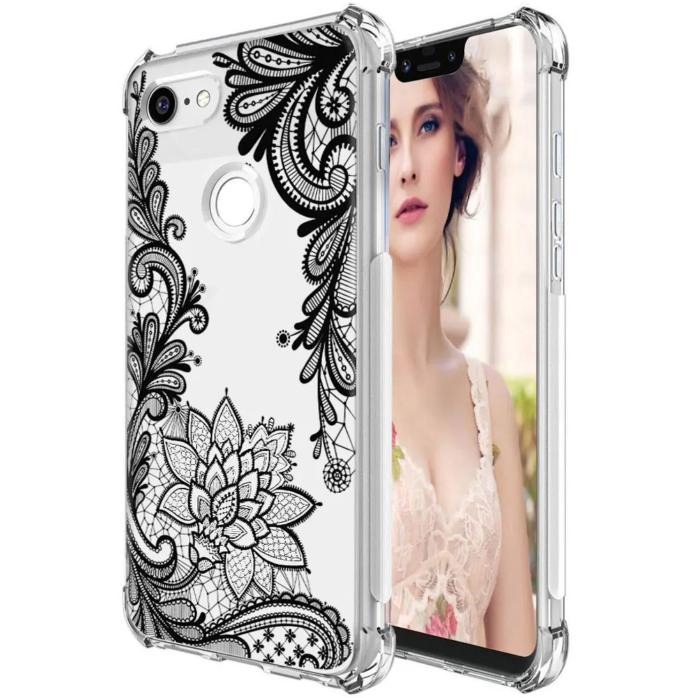 Black Rose Противоударный Прозрачный цветочный женский чехол s для Google Pixel 3A 3AXL 3 XL 3Xl тонкий Мягкий ТПУ силиконовый чехол для телефона - Цвет: Black Rose