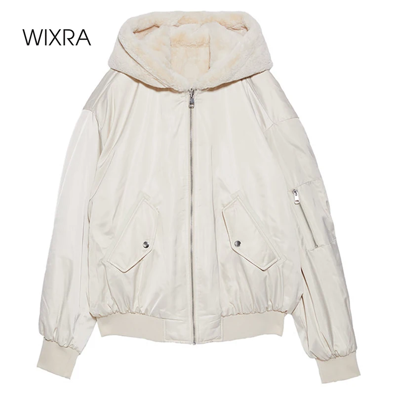 

Wixra New Faux Fur Womens Jacket With Hood Loose Both Sides Wear Zippers Faux Fur Jacket Soft Fur Coats Autumn
