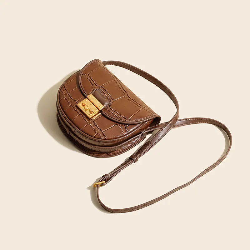 

Semicircle Saddle Bag Luxury Fashion Women Crossbody Bag high quality Crocodile Soft Leather Shoulder Bags for Ladies New year's