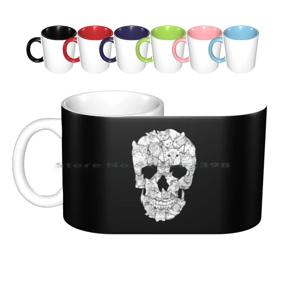 

Cat Skull Ceramic Mugs Coffee Cups Milk Tea Mug Cat Cats Skull Cat Skull Halloween Death Horror Scary Kitten Goth Gothic Punk