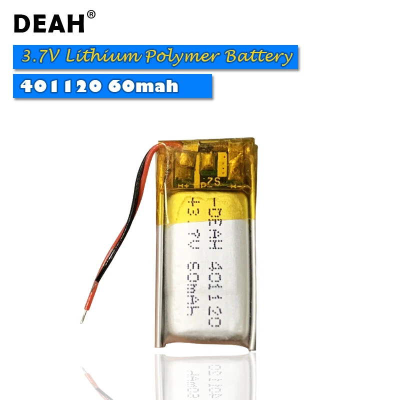 1 шт. 3 7 V Lipo Клетки 401120 60 мАч литиевая полимерная аккумуляторная батарея для MP3 MP4 GPS