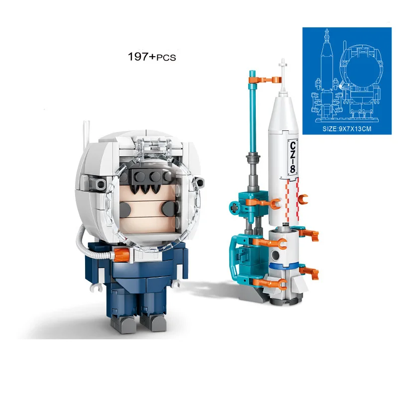 

City Creator Aerospace Science Series Lunar Probe Space Suit Astronaut Figures DIY Model Building Blocks Toys