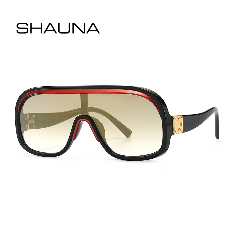

SHAUNA Fashion Oversized One Piece Women Sunglasses Retro Brand Designer Gradient Mirror Shades UV400 Men Trending Sun Glasses