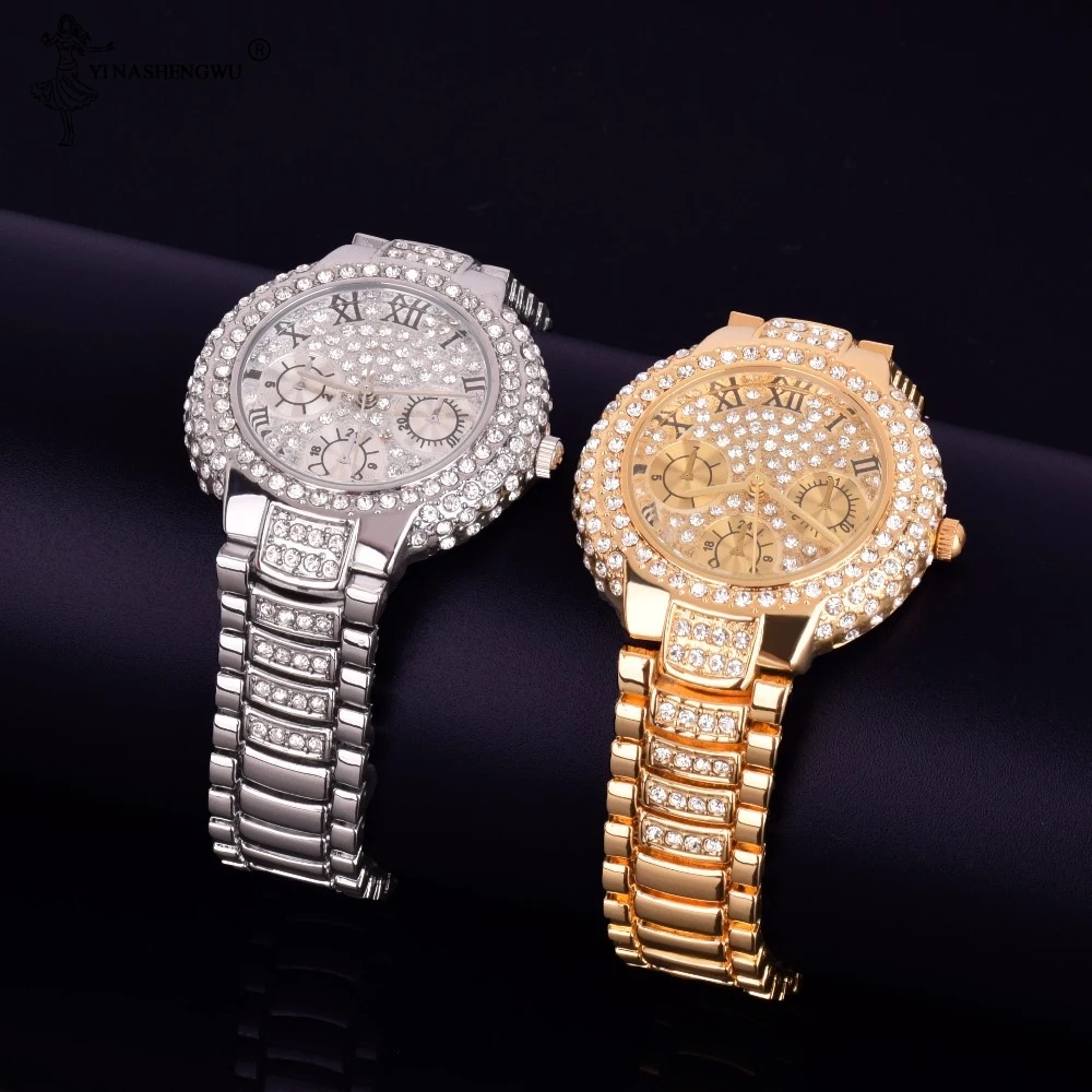 

Hip Hop Men's Women Watch Small Dial Military Quartz Clock Luxury Rhinestone Business Waterproof Wrist Watches Reloj Hombre