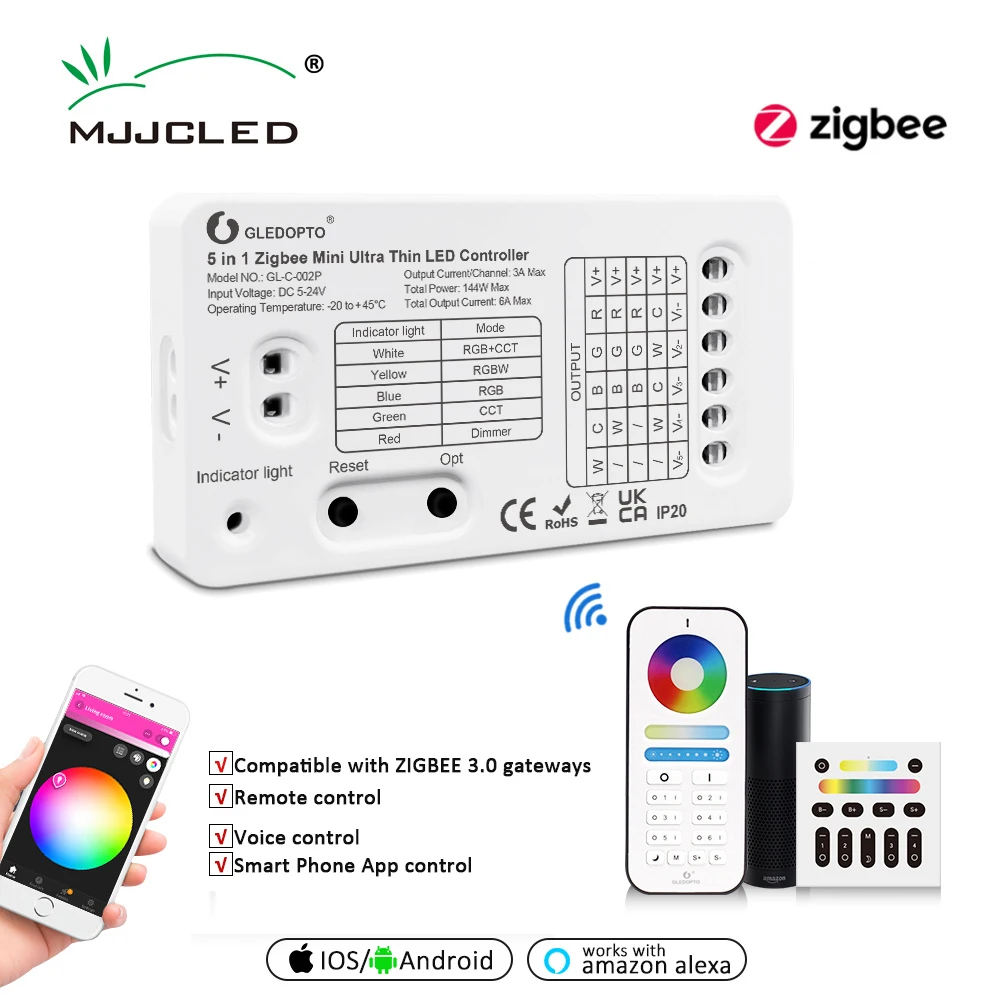 Gledopto WIFI LED Smart Home Controller 12V 24V DC Zigbee Mini Tuya Wireless Remote Control RGB CCT RGBW RGBCCT Strip Switch | Лампы и